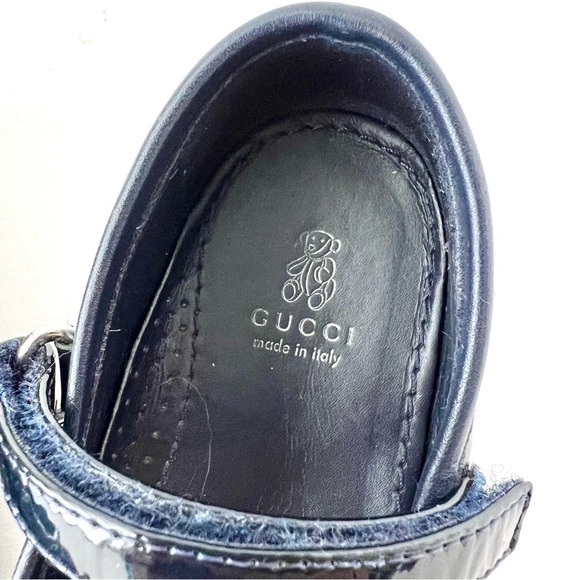 GUCCI | Baby Girl Mary Jane Ballet Flat Web Stripe Bow Navy Blue Leather US 5 - Picture 8 of 16